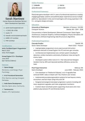 Glalie resume template preview